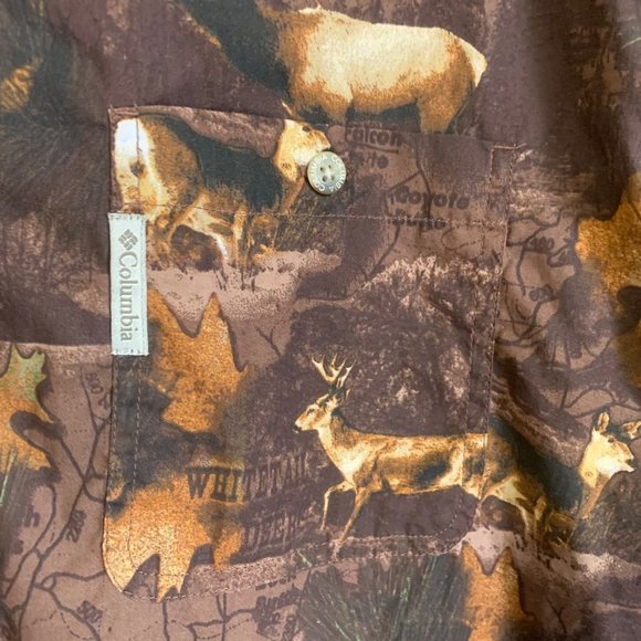 Columbia Hunting Gear Men’s Button Up Large Brown Elk Dear Woods Print Heavyweig - Picture 10 of 12